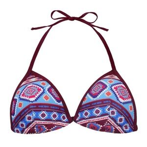 charmleaks Maroon and Teal boho Geometric Bikini Top